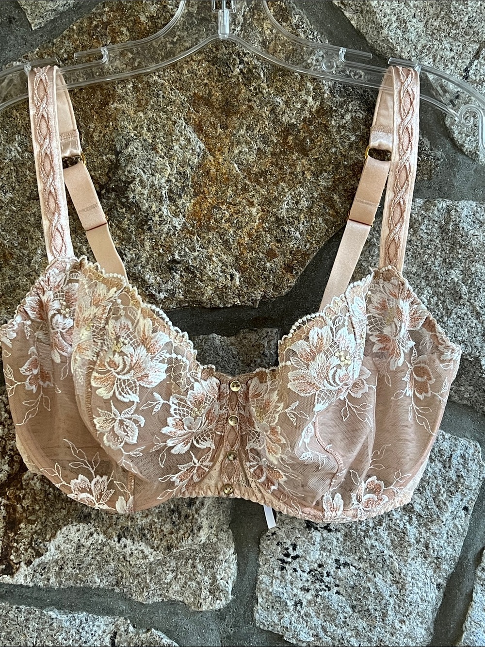 Aubade Delicate Pink Floral Lace Underwire Bra